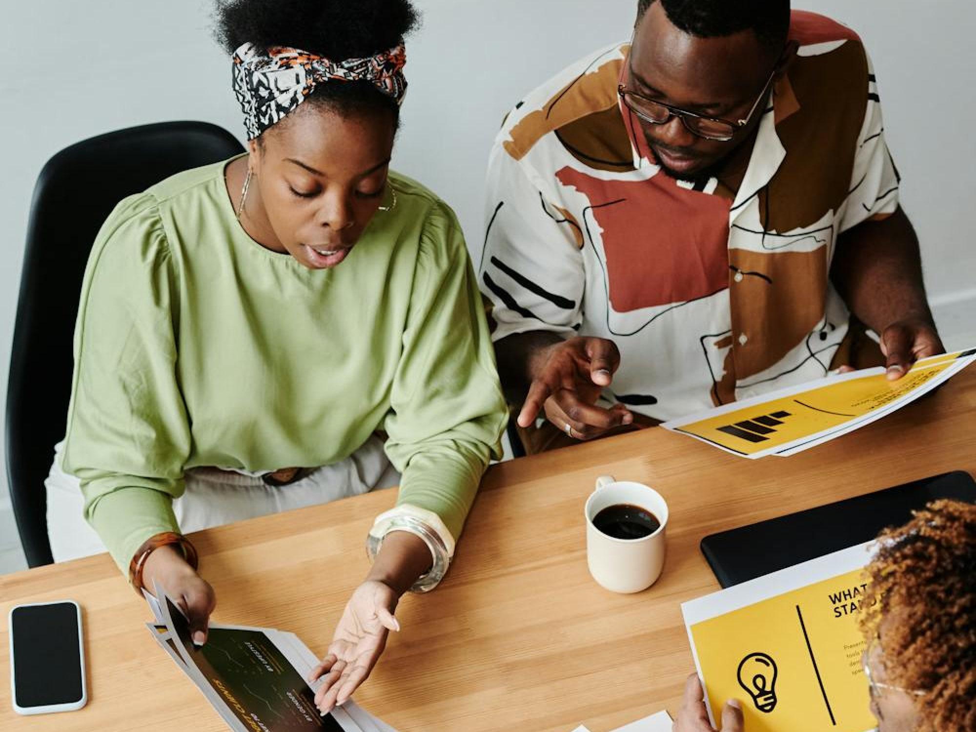 Team at table in discussion