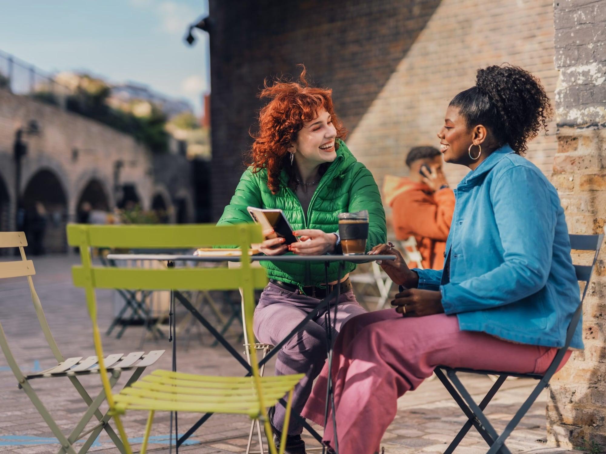 Three people at a table
